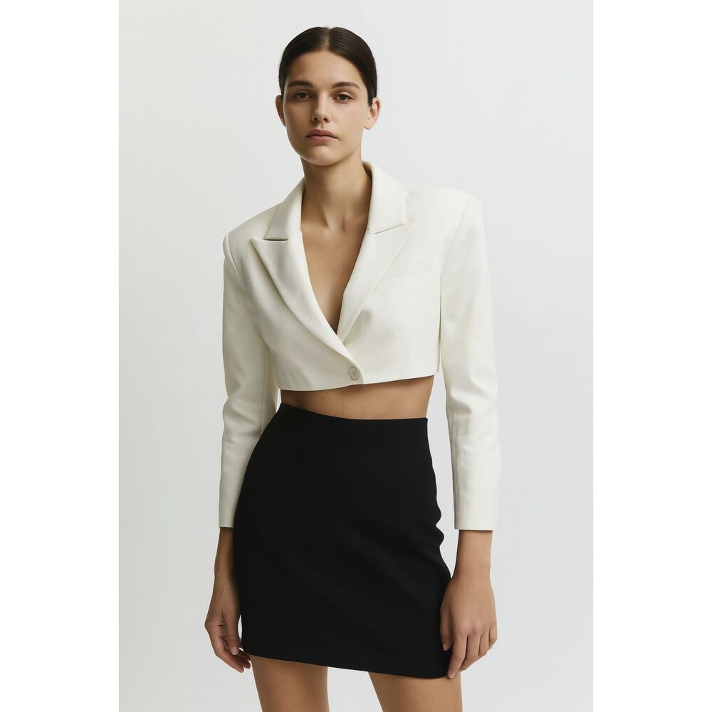 SAINT‎ ART Bryn Cropped Tuxedo Blazer White NWT Small